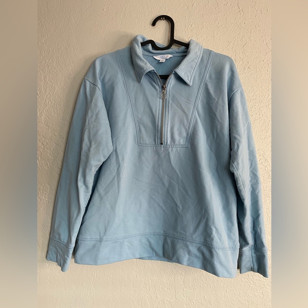 Time and Tru Women's Quarter Zip Sweatshirt Blue Size Small 4-6